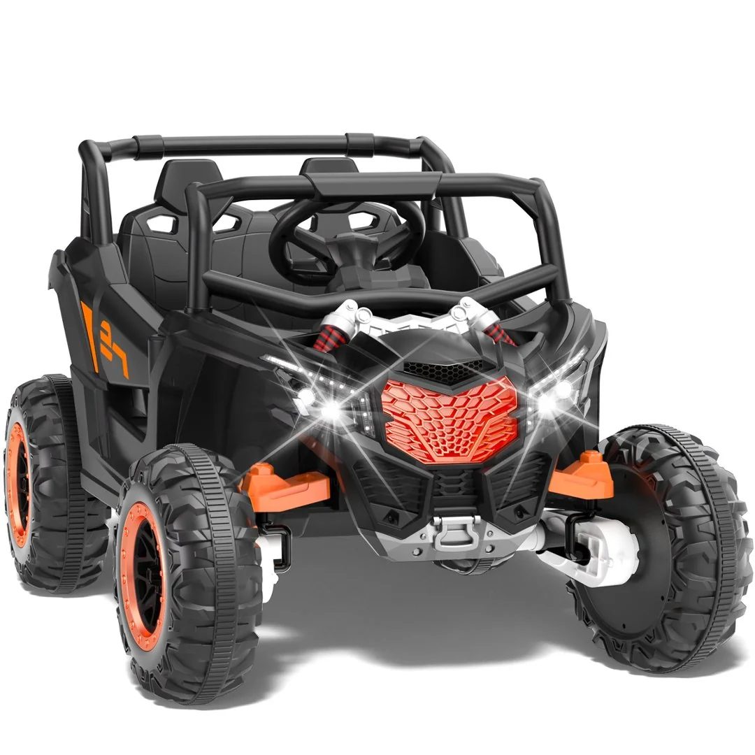 24V Kids Ride On UTV with Electric Dump Bed, 4WD Electric UTV Car for Kids Ages 3-8, 800W Quad Motors, 20" Extra Wide Seat, 130 Lbs Capacity, 2.4G Remote Control, Bluetooth MP3 Player,Black.