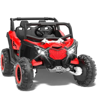 QUIKRA 12V Ride on Toys, Power Truck Wheels with 2 Seaters, Electric Car for Kids with Remote Control, LED Light, Bluetooth