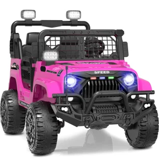 QUIKRA 24 Volt Ride on Toys, Power Truck Wheels with 2 Seaters, Electric Car with Remote, LED Light, Bluetooth, Gift for Girl