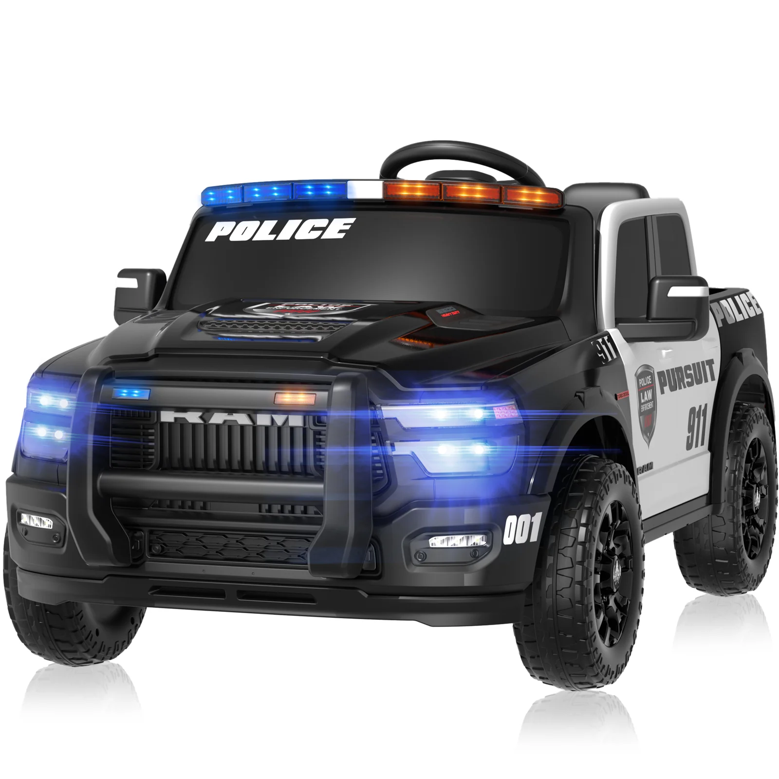 Licensed Ram 2500 24 Volt Ride on Toys for Big Kids, 2 Seater Electric Car for Kids with Remote Control, Bed Storage, Megaphone,4.3 Mph Max Speed