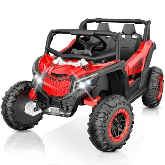 24V Kids Ride On UTV with Electric Dump Bed, 4WD Electric UTV Car for Kids Ages 3-8, 800W Quad Motors, 20" Extra Wide Seat, 130 Lbs Capacity, 2.4G Remote Control, Bluetooth MP3 Player,Red.